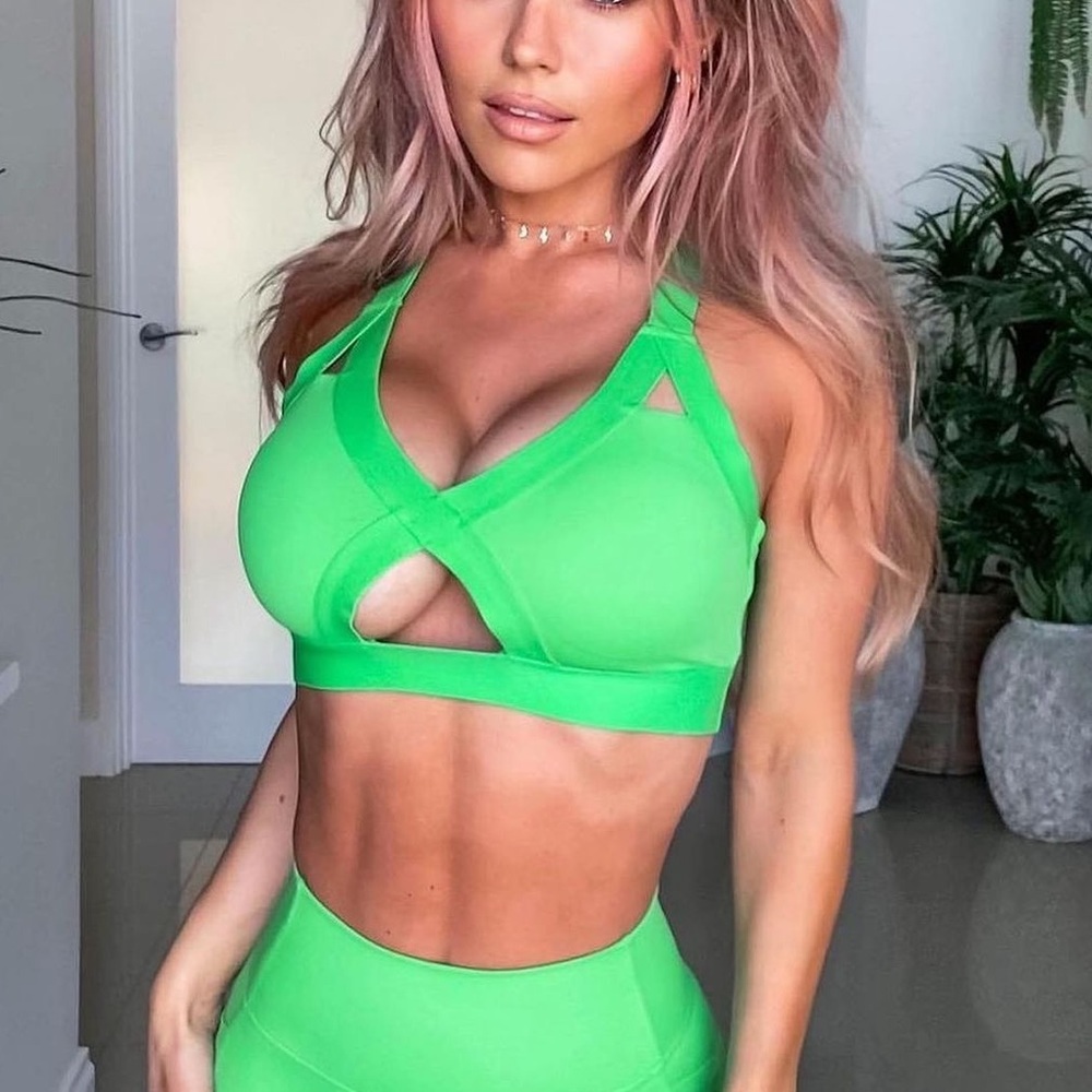 BuffBunny Neon Green Cutout Sports Bra